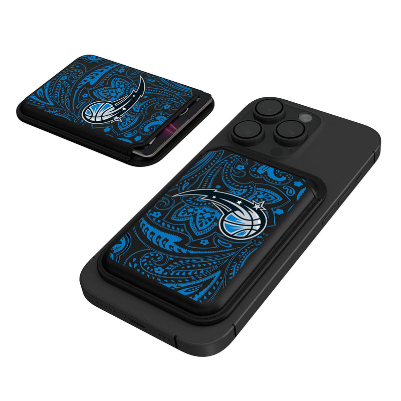 Orlando Magic Paisley Black Magnetic Credit Card Wallet