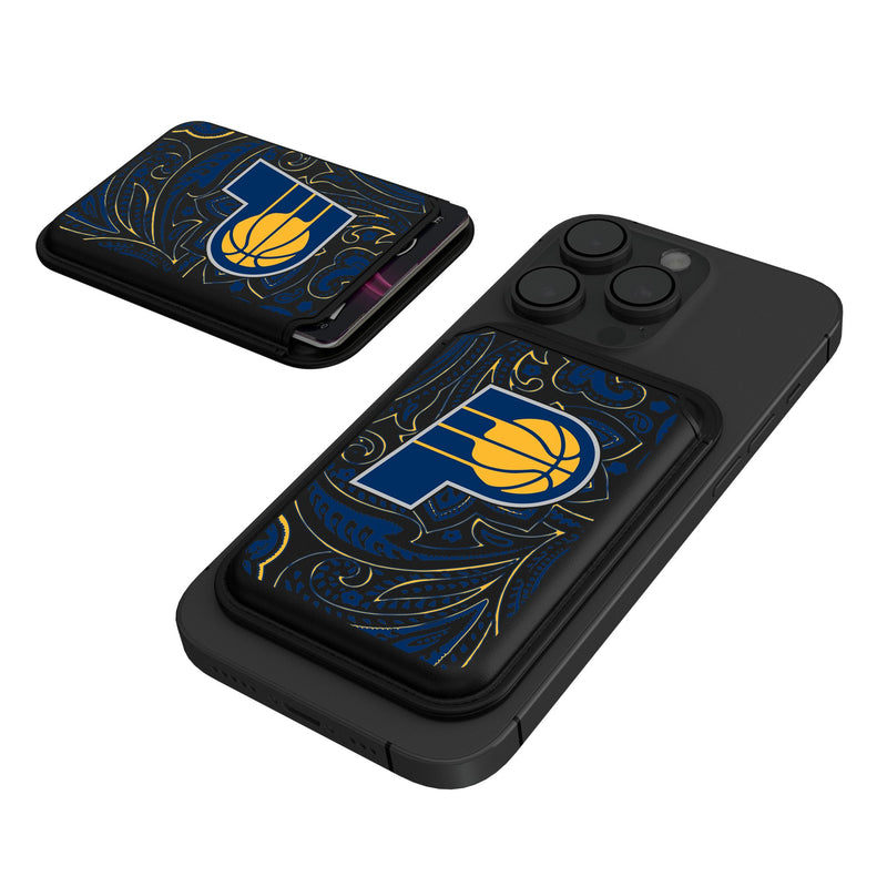 Indiana Pacers Paisley Black Magnetic Credit Card Wallet