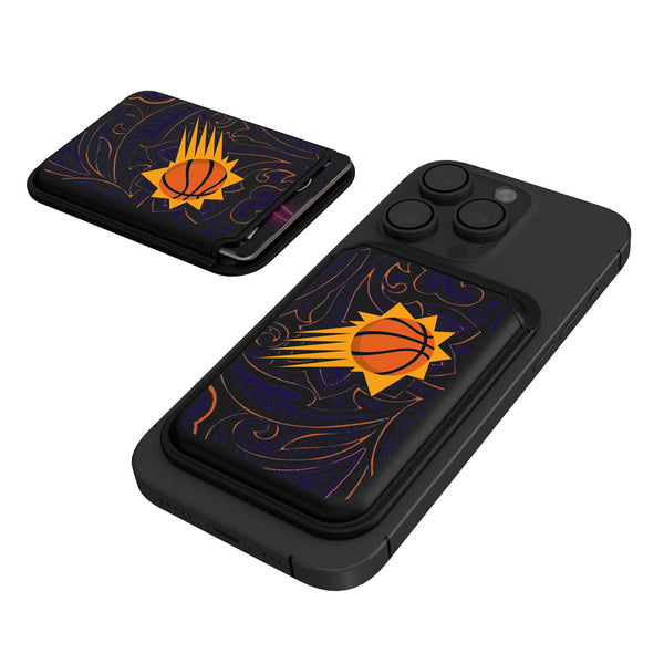 Phoenix Suns Paisley Black Magnetic Credit Card Wallet