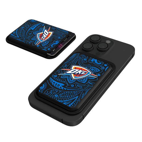 Oklahoma City Thunder Paisley Black Magnetic Credit Card Wallet