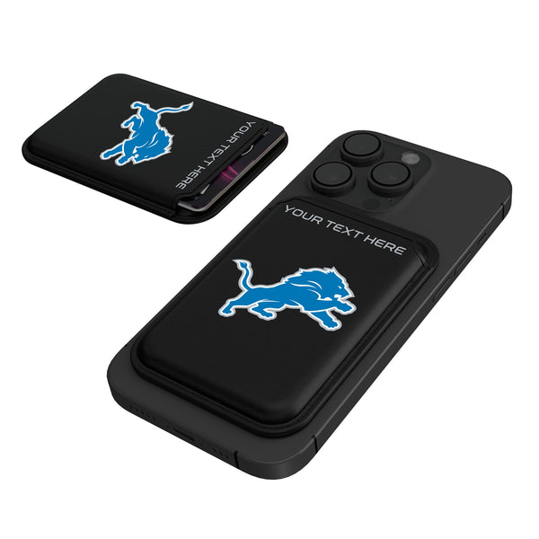 Detroit Lions Personalized Insignia Black Magnetic Credit Card Wallet