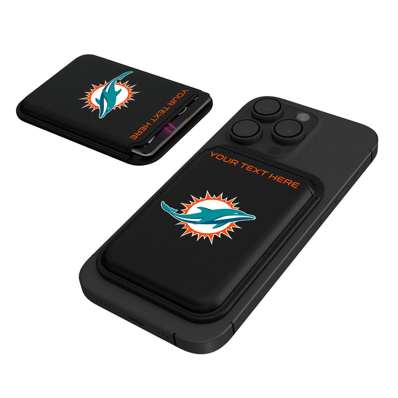 Miami Dolphins Personalized Insignia Black Magnetic Credit Card Wallet