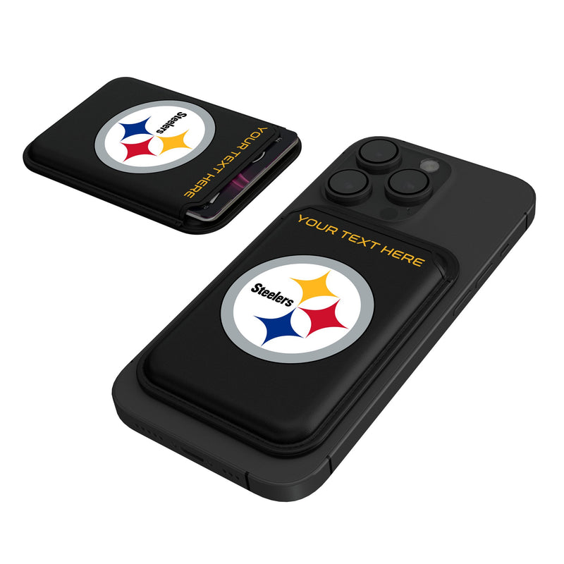 Pittsburgh Steelers Personalized Insignia Black Magnetic Credit Card Wallet