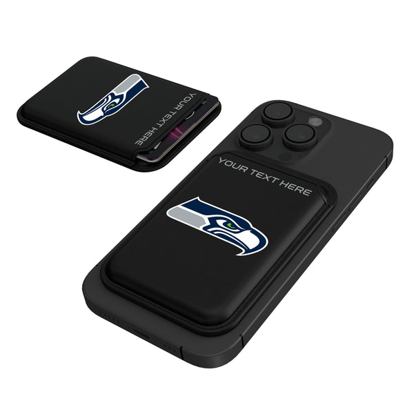 Seattle Seahawks Personalized Insignia Black Magnetic Credit Card Wallet