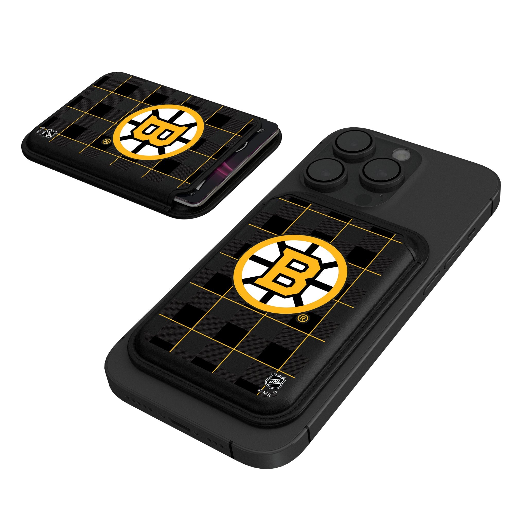 Boston Bruins Plaid Black Magnetic Credit Card Wallet
