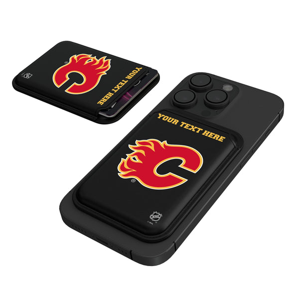 Calgary Flames Personalized Insignia Black Magnetic Credit Card Wallet