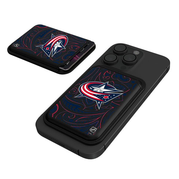 Columbus Blue Jackets Paisley Black Magnetic Credit Card Wallet