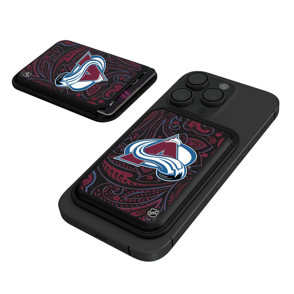 Colorado Avalanche Paisley Black Magnetic Credit Card Wallet