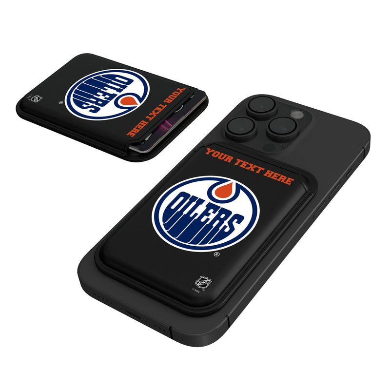 Edmonton Oilers Personalized Insignia Black Magnetic Credit Card Wallet