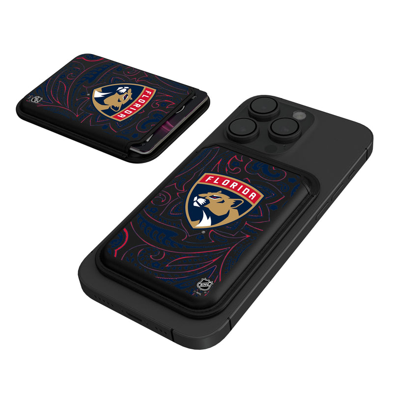 Florida Panthers Paisley Black Magnetic Credit Card Wallet