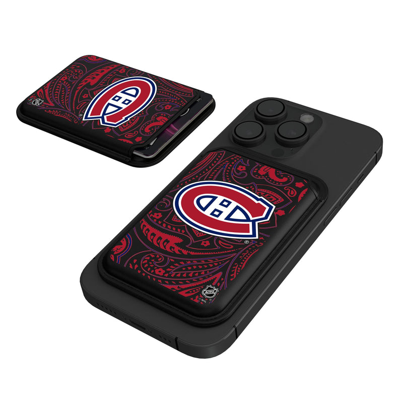 Montreal Canadiens Paisley Black Magnetic Credit Card Wallet