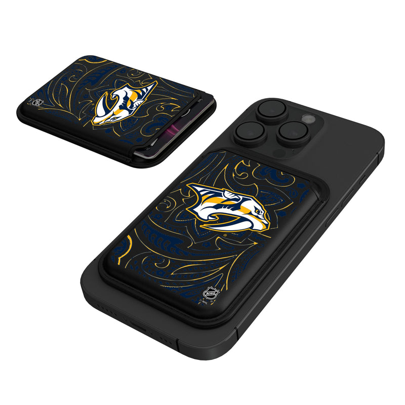 Nashville Predators Paisley Black Magnetic Credit Card Wallet