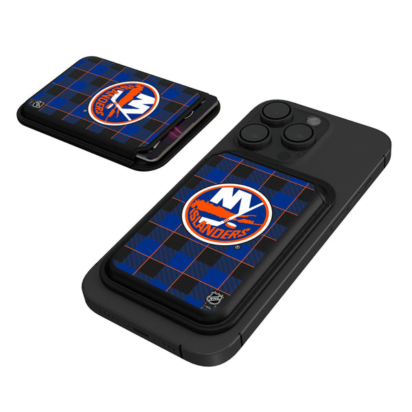 New York Islanders Plaid Black Magnetic Credit Card Wallet