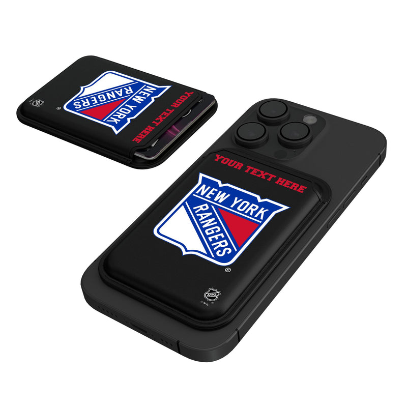 New York Rangers Personalized Insignia Black Magnetic Credit Card Wallet