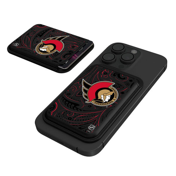 Ottawa Senators Paisley Black Magnetic Credit Card Wallet