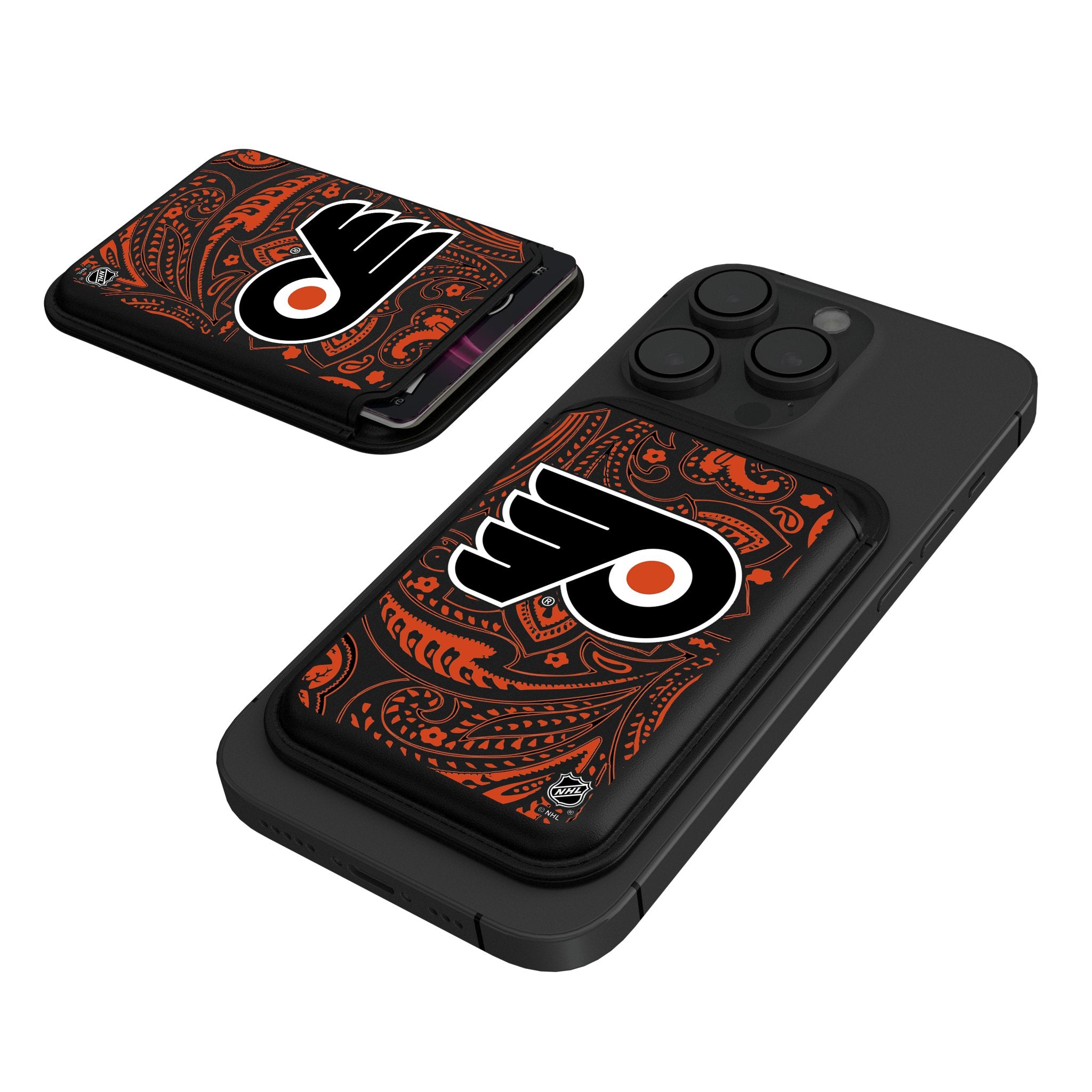 Philadelphia Flyers Paisley Black Magnetic Credit Card Wallet
