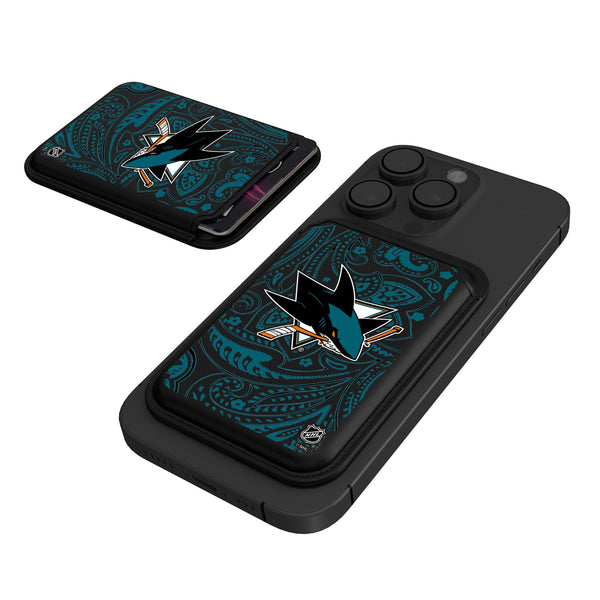 San Jose Sharks Paisley Black Magnetic Credit Card Wallet