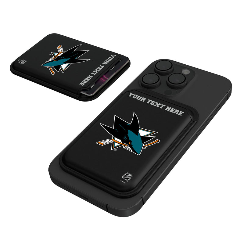 San Jose Sharks Personalized Insignia Black Magnetic Credit Card Wallet