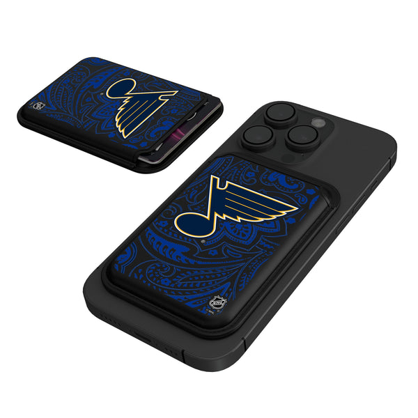 St. Louis Blues Paisley Black Magnetic Credit Card Wallet