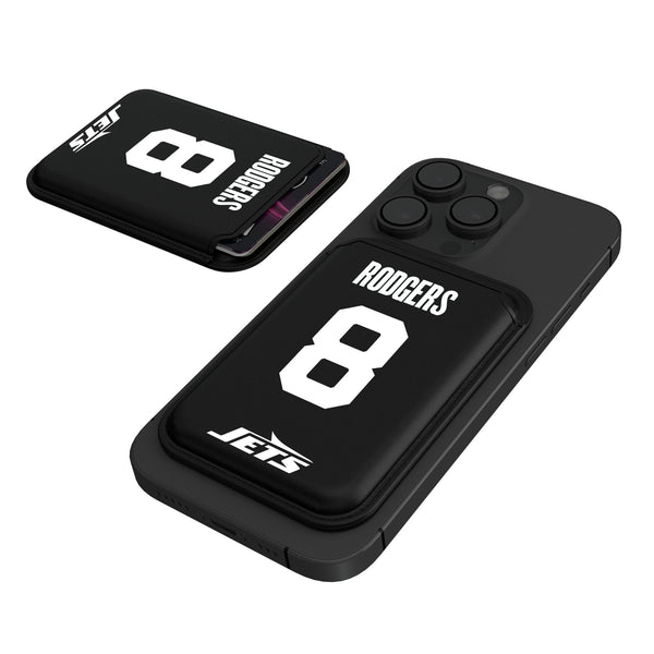 Aaron Rodgers New York Jets 8 Ready Black Magnetic Credit Card Wallet