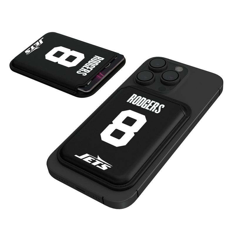Aaron Rodgers New York Jets 8 Ready Black Magnetic Credit Card Wallet