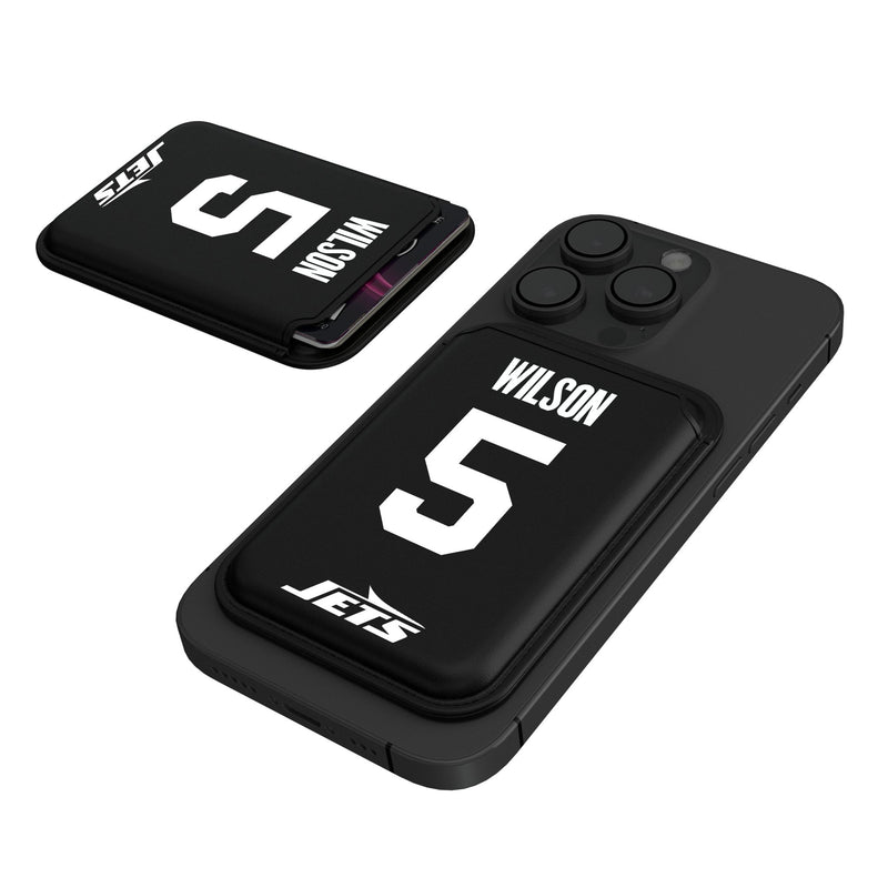 Garrett Wilson New York Jets 5 Ready Black Magnetic Credit Card Wallet