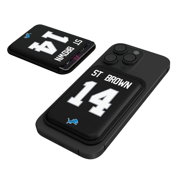 Amon-Ra St. Brown Detroit Lions 14 Ready Black Magnetic Credit Card Wallet