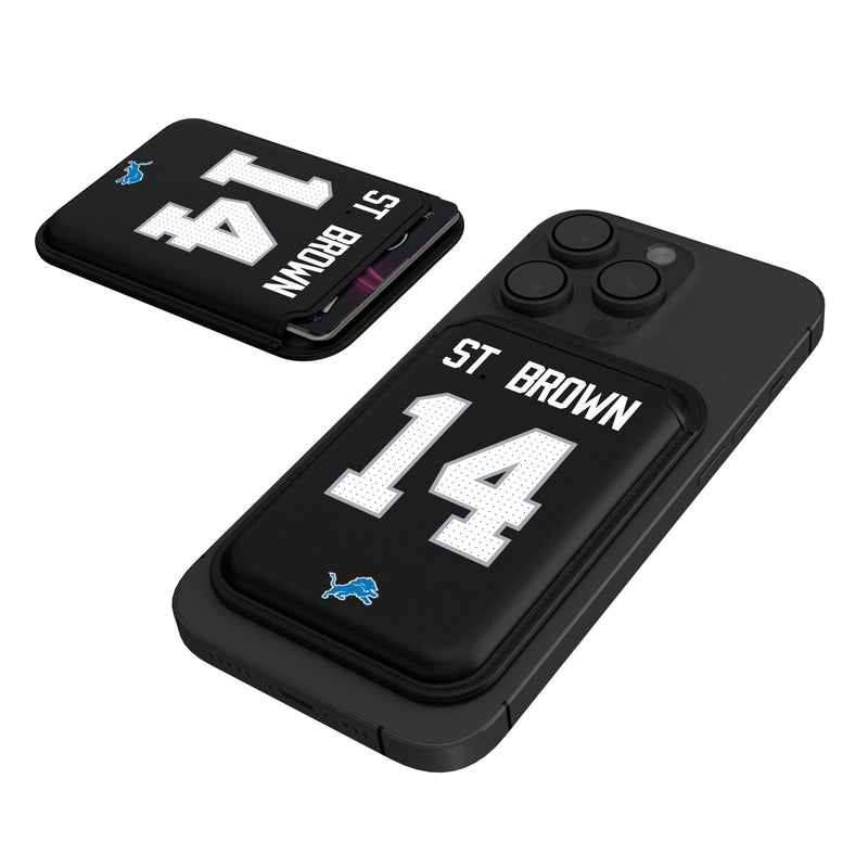 Amon-Ra St. Brown Detroit Lions 14 Ready Black Magnetic Credit Card Wallet