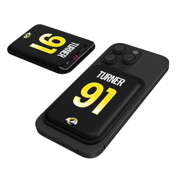 Kobie Turner Los Angeles Rams 91 Ready Black Magnetic Credit Card Wallet