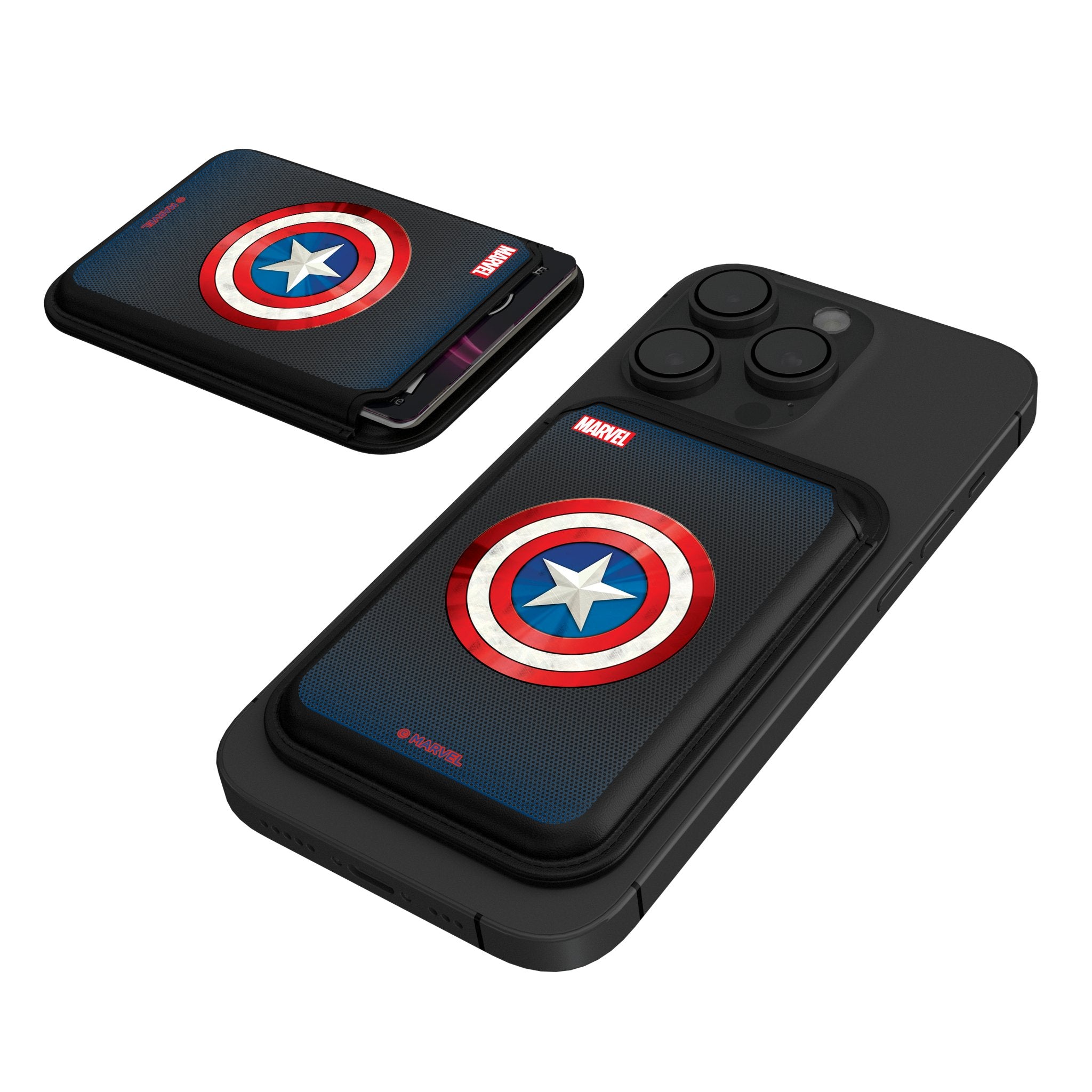 Marvel Avengers Captain America Grid Black Magnetic Credit Card Wallet
