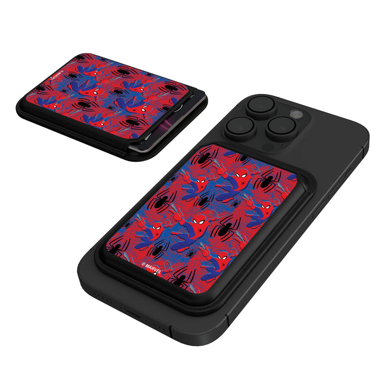 Marvel Spider-Man Pattern Black Magnetic Credit Card Wallet