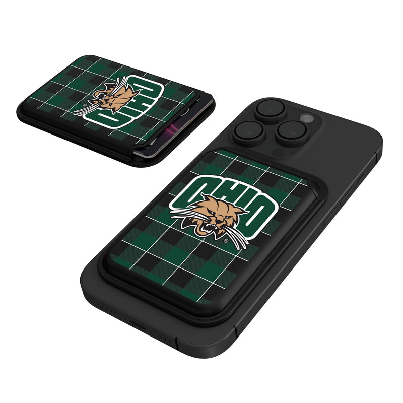 Ohio University Bobcats Plaid Black Magnetic Credit Card Wallet