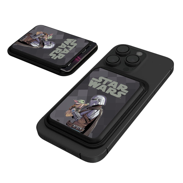 Star Wars: The Mandalorian Grogu and Din Djarin Color Block Black Magnetic Credit Card Wallet