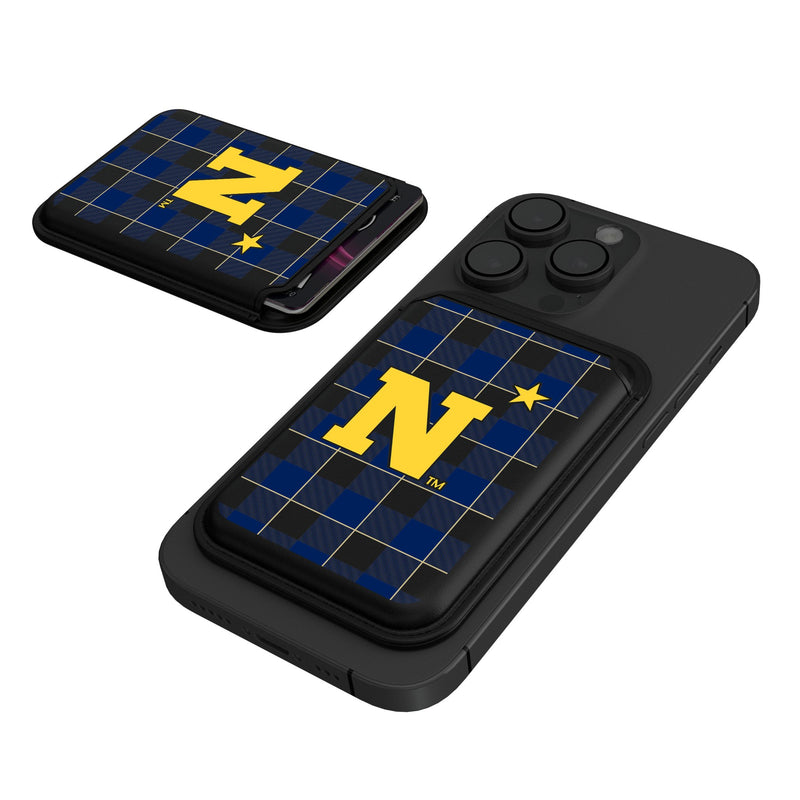 United State Naval Academy Midshipmen Plaid Black Magnetic Credit Card Wallet