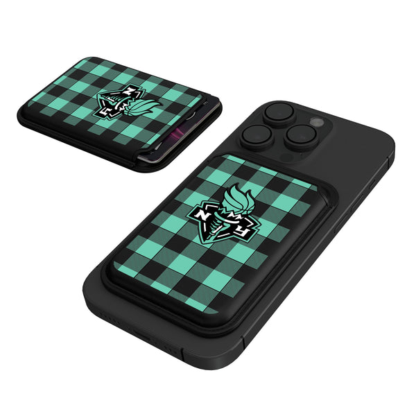 New York Liberty Plaid Black Magnetic Credit Card Wallet