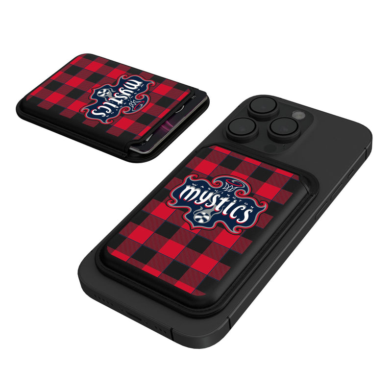 Washington Mystics Plaid Black Magnetic Credit Card Wallet