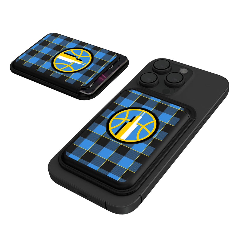 Chicago Sky Plaid Black Magnetic Credit Card Wallet