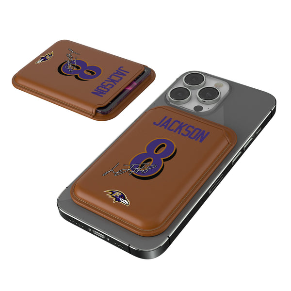 Lamar Jackson Baltimore Ravens 8 Ready Brown Magnetic Credit Card Wallet