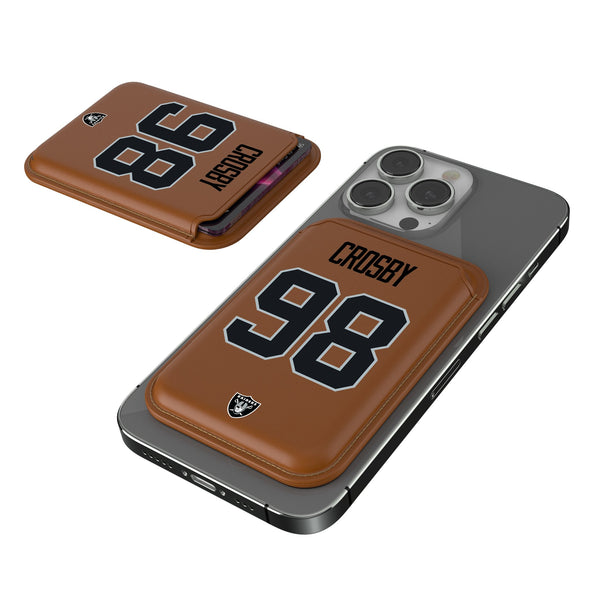 Maxx Crosby Las Vegas Raiders 98 Ready Brown Magnetic Credit Card Wallet