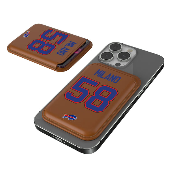 Matt Milano Buffalo Bills 58 Ready Brown Magnetic Credit Card Wallet