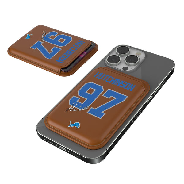 Aidan Hutchinson Detroit Lions 97 Ready Brown Magnetic Credit Card Wallet