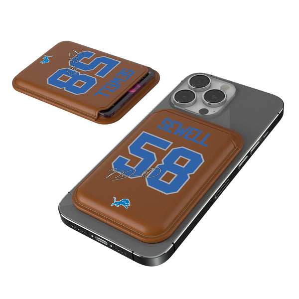 Penei Sewell Detroit Lions 58 Ready Brown Magnetic Credit Card Wallet