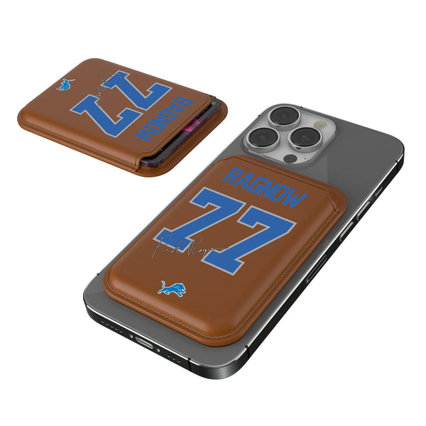 Frank Ragnow Detroit Lions 77 Ready Brown Magnetic Credit Card Wallet