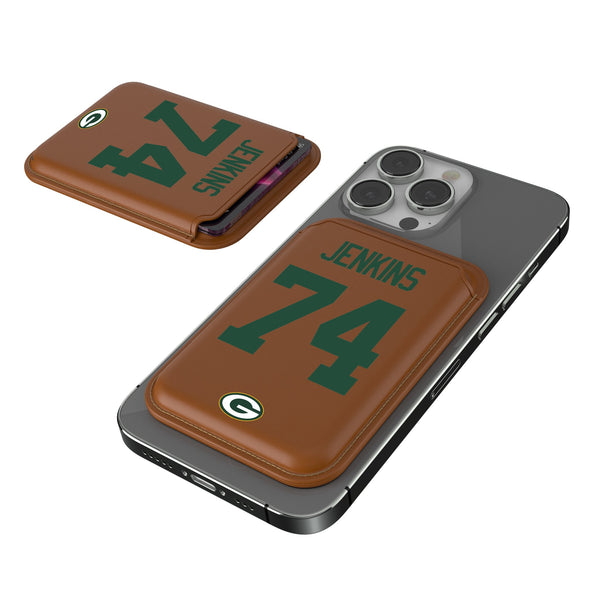 Elgton Jenkins Green Bay Packers 74 Ready Brown Magnetic Credit Card Wallet