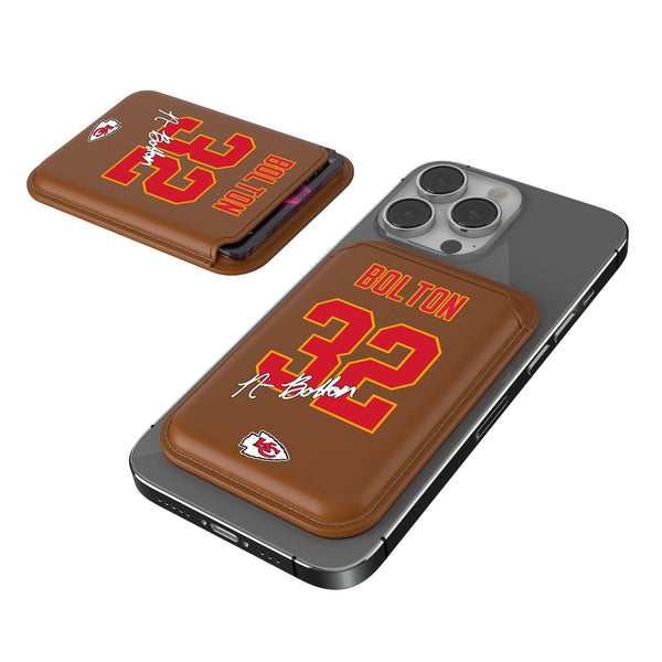 Nick Bolton Kansas City Chiefs 32 Ready Brown Magnetic Credit Card Wallet