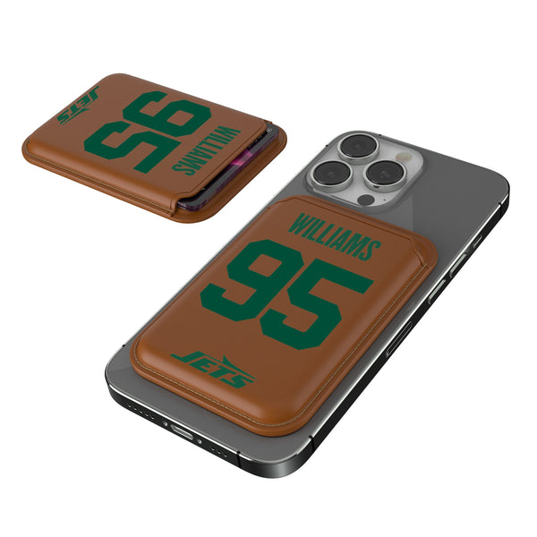 Quinnen Williams New York Jets 95 Ready Brown Magnetic Credit Card Wallet