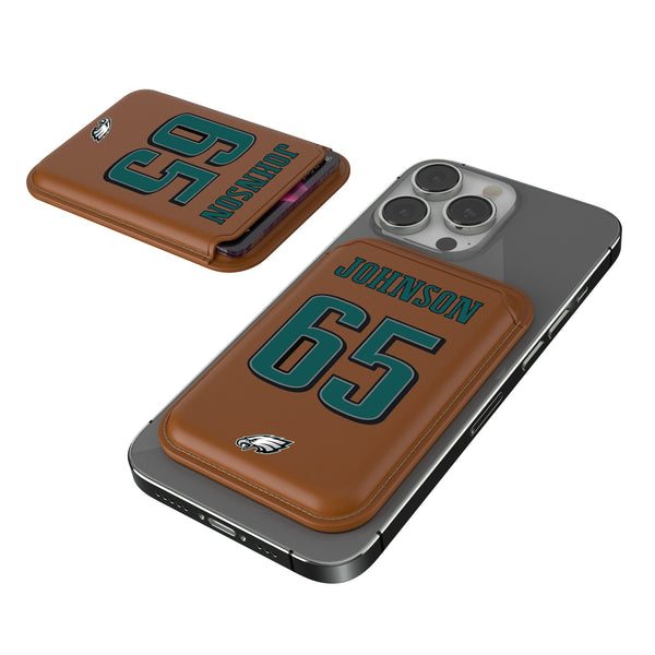 Lane Johnson Philadelphia Eagles 65 Ready Brown Magnetic Credit Card Wallet