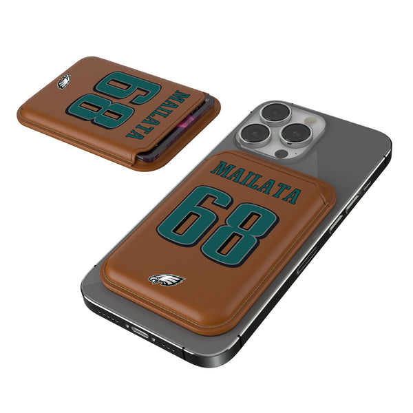 Jordan Mailata Philadelphia Eagles 68 Ready Brown Magnetic Credit Card Wallet