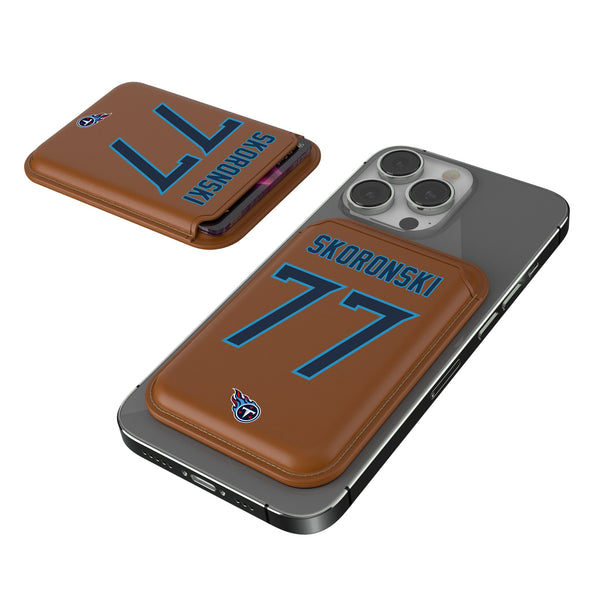 Peter Skoronski Tennessee Titans 77 Ready Brown Magnetic Credit Card Wallet
