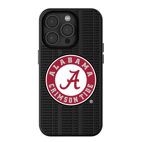 University of Alabama Crimson Tide Text Backdrop iPhone MagSafe Compatible Phone Case for Apple iPhone